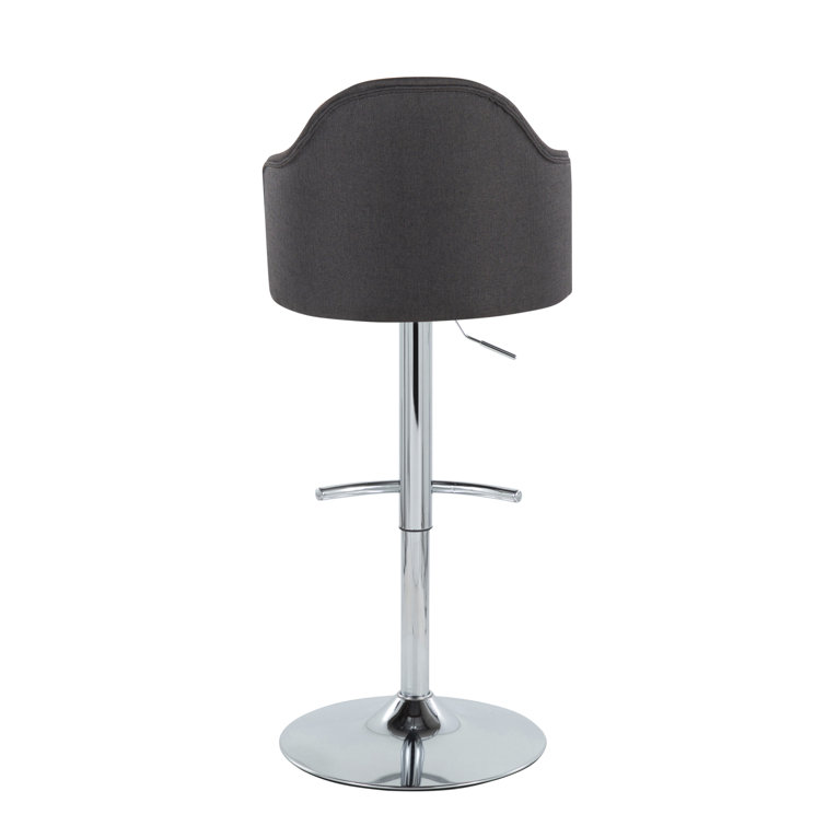 Charcoal Adjustable Swivel Bar Stools with Metal Base, Set of 2