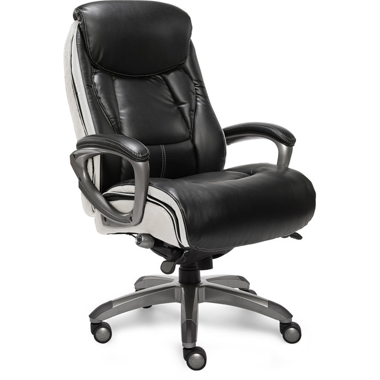 Gray High-Back Executive Leather Swivel Office Chair