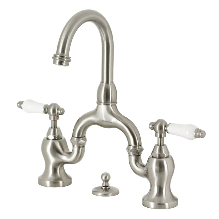 Brushed Nickel Traditional Cross Handle Bathroom Faucet