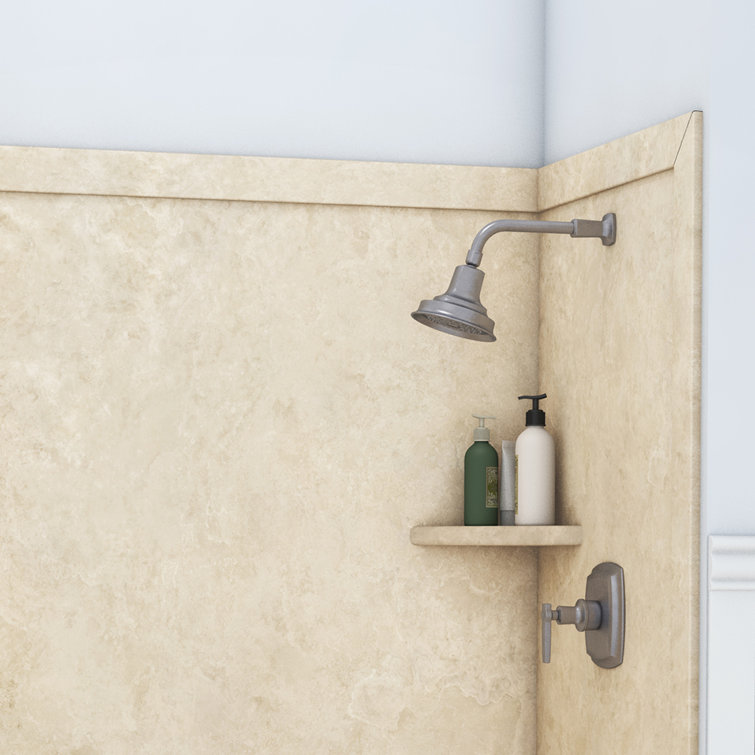 Royale 60" x 36" x 80" Creme Travertine Glue Up Alcove Shower Wall Surround