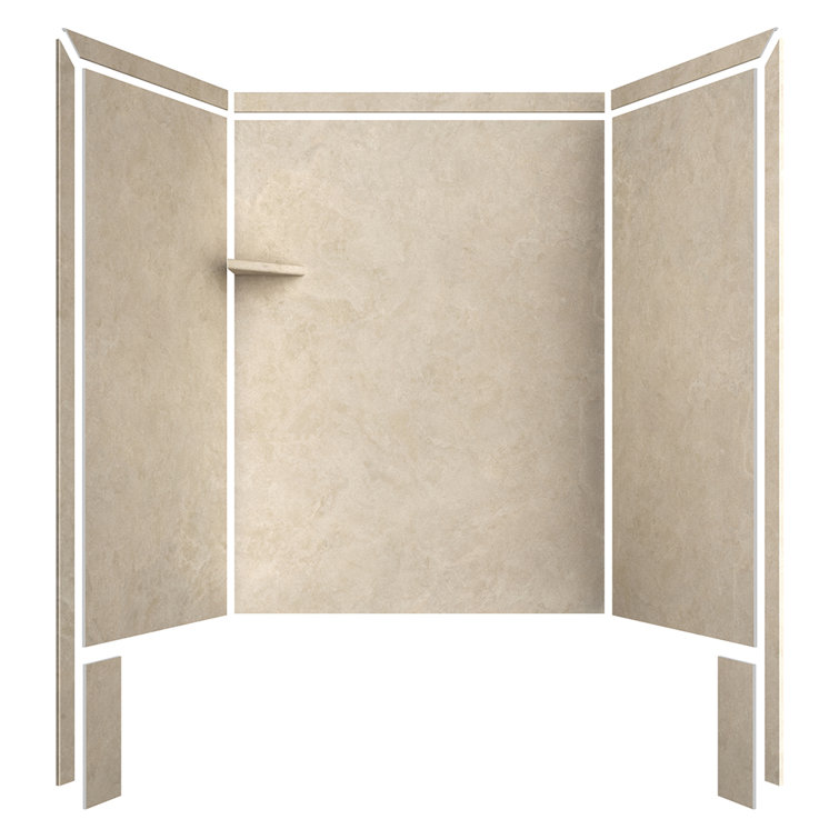 Royale 60" x 36" x 80" Creme Travertine Glue Up Alcove Shower Wall Surround