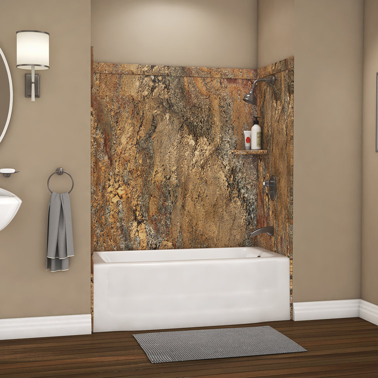Elite Polished Crema Bordeaux Alcove Bathtub Surround Kit