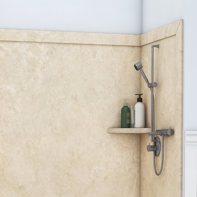 Elite 60" Creme Travertine Alcove Bathtub Surround Kit