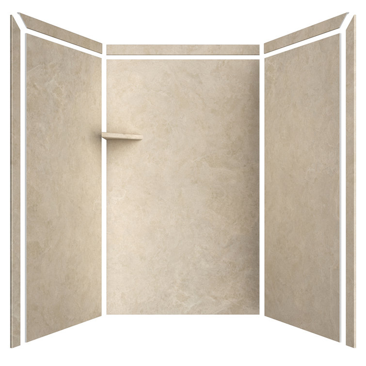 Elegance Creme Travertine 48" x 36" x 80" Alcove Shower Surround