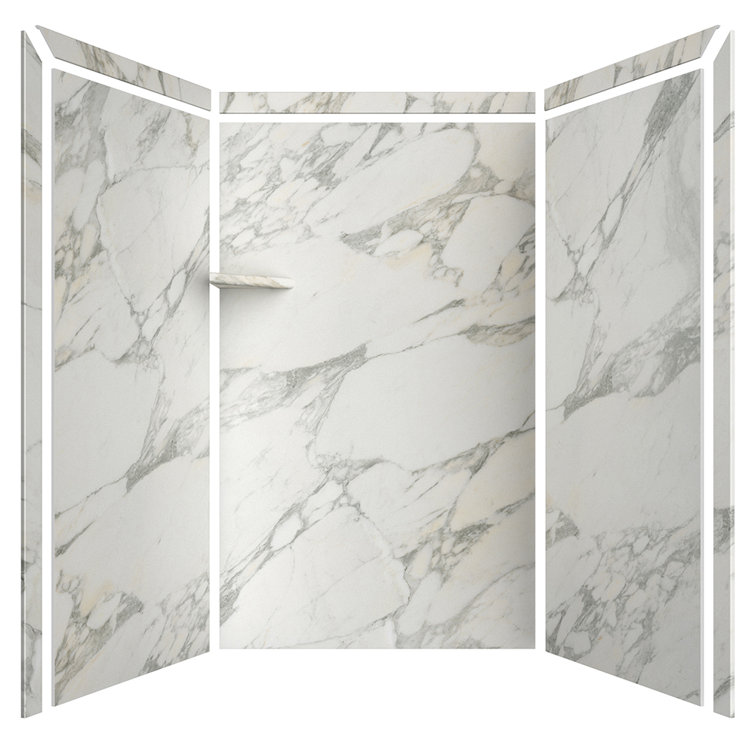 Calcutta Gold Marble 48"W x 36"D x 80"H Alcove Shower Surround