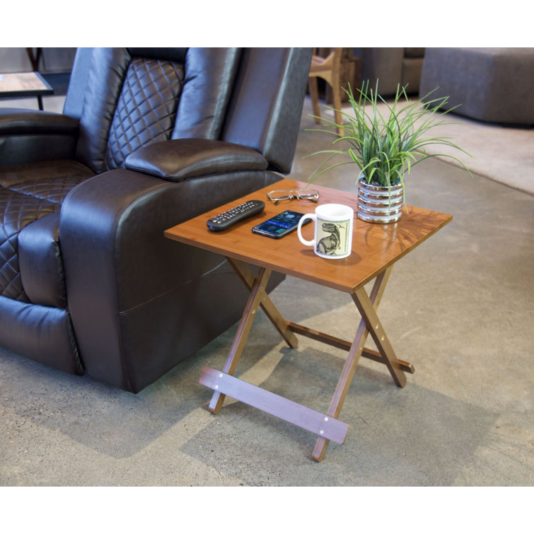 Caramel Bamboo 20'' Folding Portable Side Table