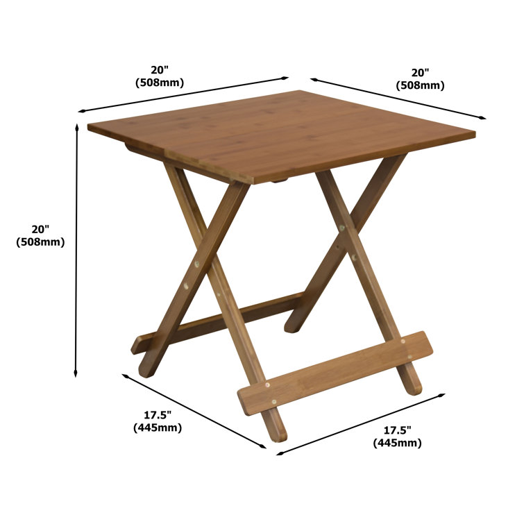 Caramel Bamboo 20'' Folding Portable Side Table