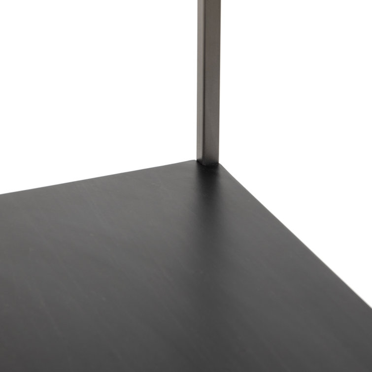 Contemporary Black Wash Poplar Bookshelf with Leather Pulls
