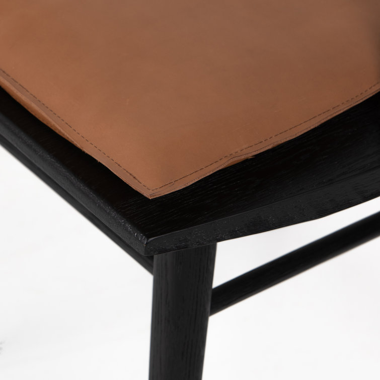 Black and Brown Leather Saddle Style Backless Counter Stool