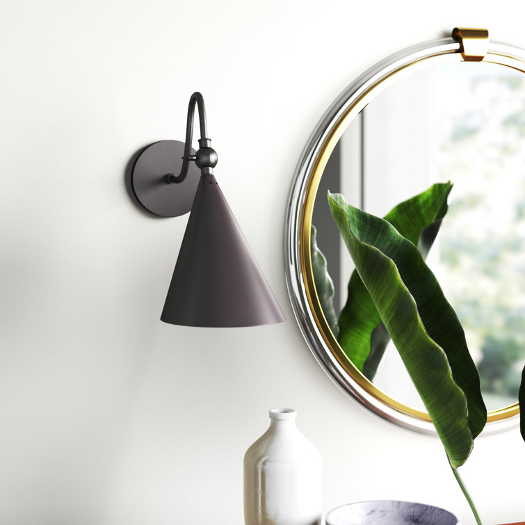 Aged Brass Single Light Dimmable Cone Sconce