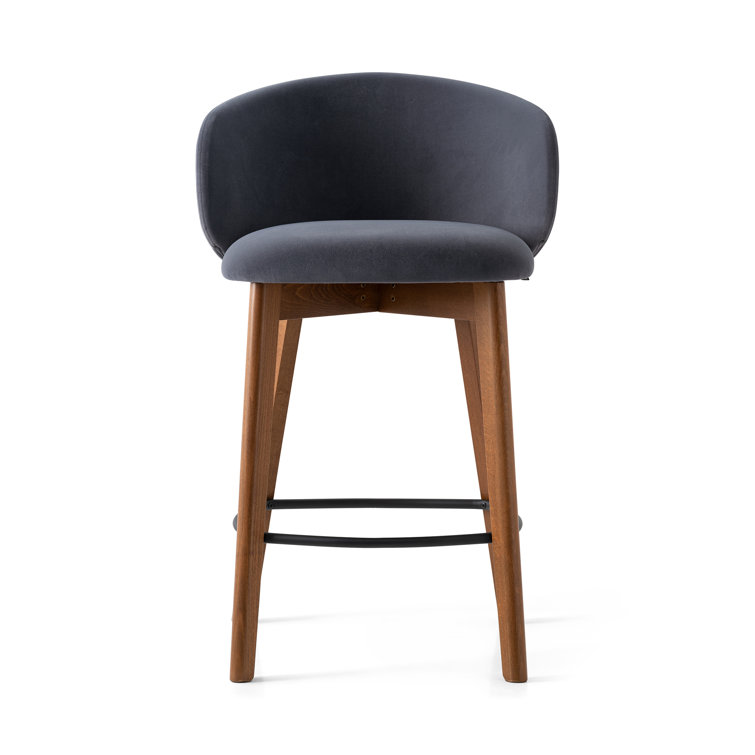 Graphite and Grey Beech Wood Modern Bar Stool