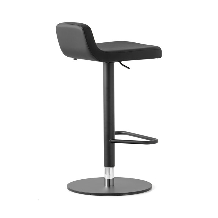 Riley Black Leather Adjustable Swivel Bar Stool