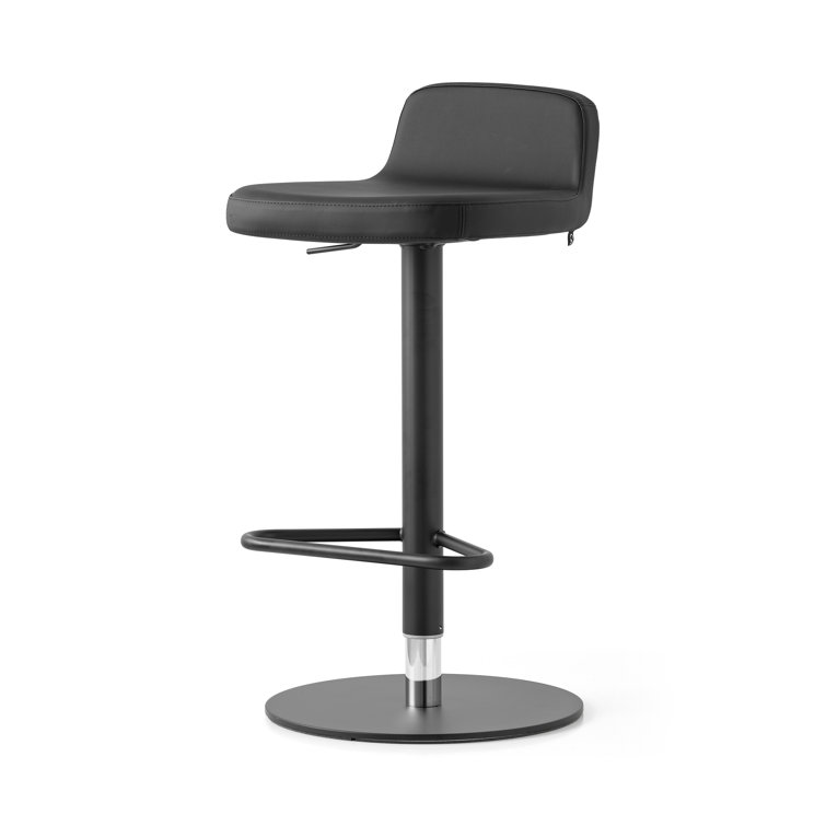 Riley Black Leather Adjustable Swivel Bar Stool
