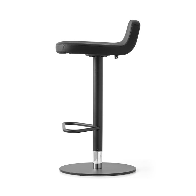 Riley Black Leather Adjustable Swivel Bar Stool