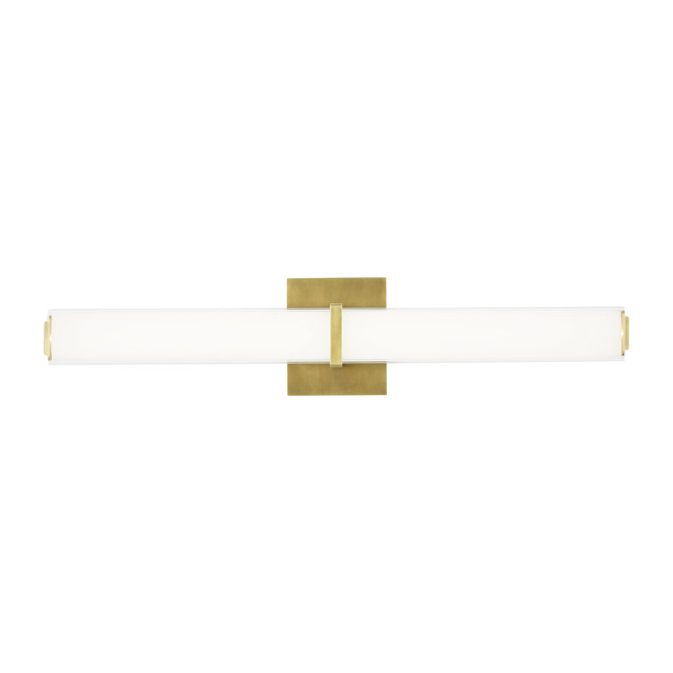 Milan 24.5" Natural Brass and White Glass LED Bath Bar