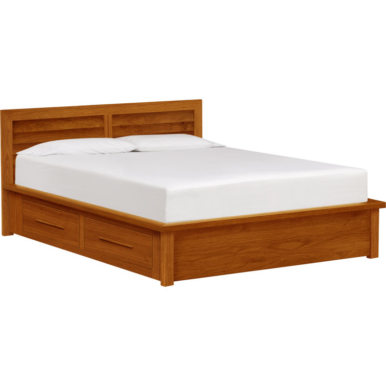 King Natural Walnut Solid Wood Storage Bed with 4 Drawers