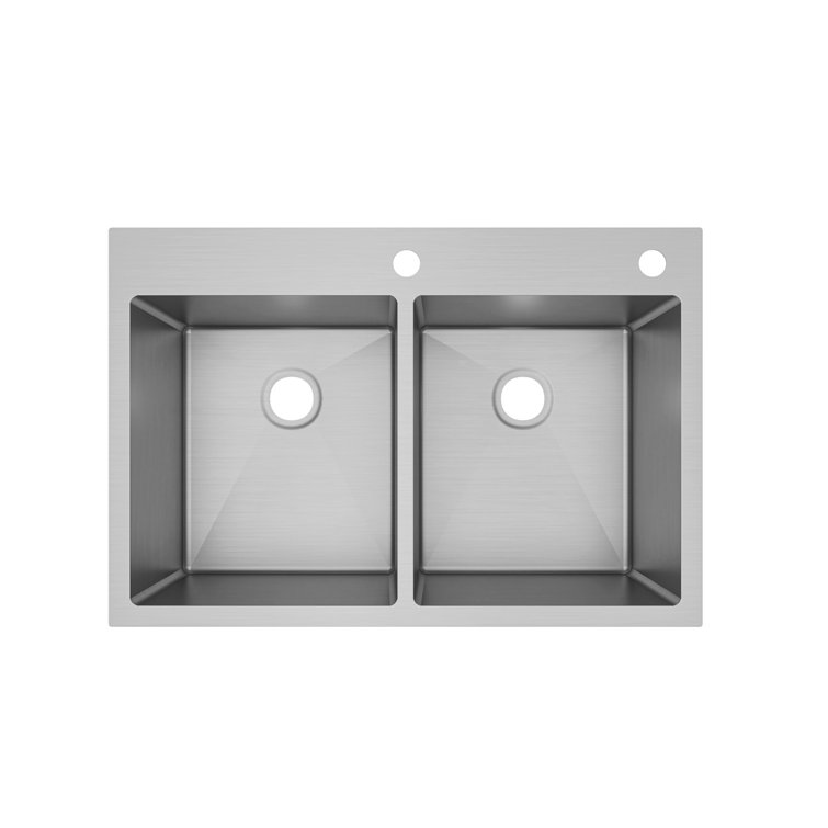 Sinber 33" Stainless Steel Double Bowl Drop-In Kitchen Sink