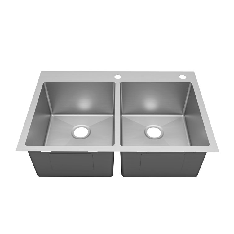 Sinber 33" Stainless Steel Double Bowl Drop-In Kitchen Sink