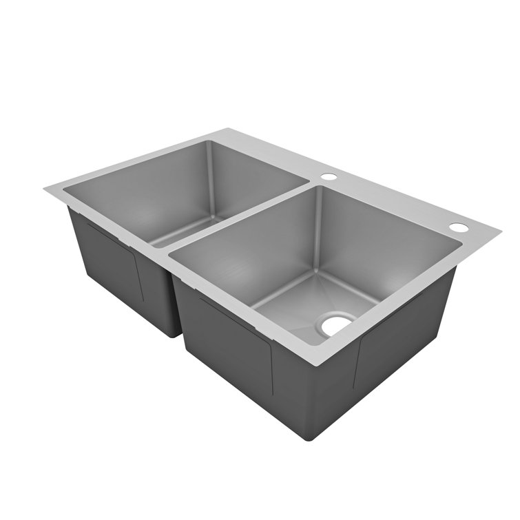 Sinber 33" Stainless Steel Double Bowl Drop-In Kitchen Sink