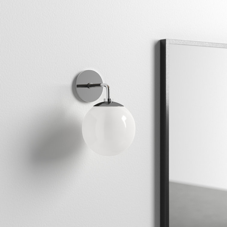 Polished Nickel Frosted Glass Globe Wall Sconce