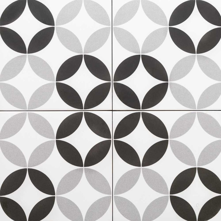 Twinkle Black and Gray 9" Porcelain Matte Wall and Floor Tile