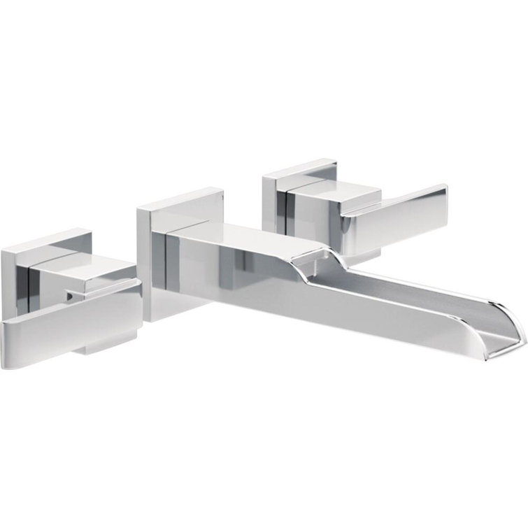 Chrome Wall Mounted Modern Widespread Bathroom Faucet
