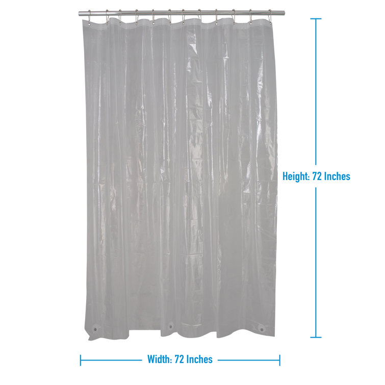 Clear PVC Shower Curtain Liner with Metal Grommets, 70" x 72"