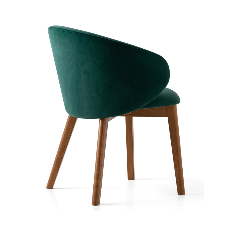 Taupe Barrel Armchair with Walnut Beechwood Legs and Polyester Upholstery