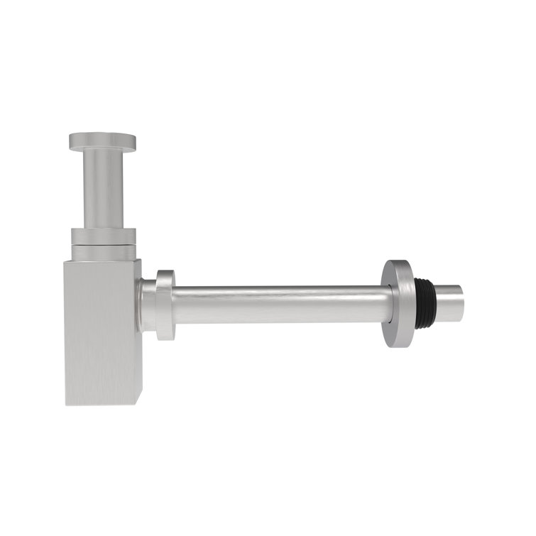 Brushed Nickel Adjustable Square Bottle P-Trap with 1.5" Drain