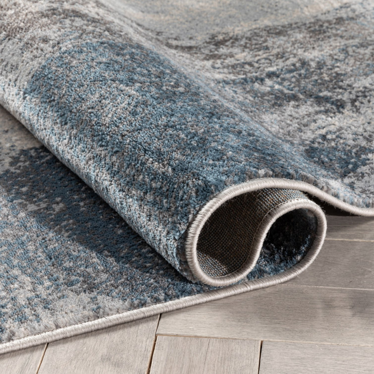 Reversible Gray Abstract Synthetic 8' x 10' Area Rug