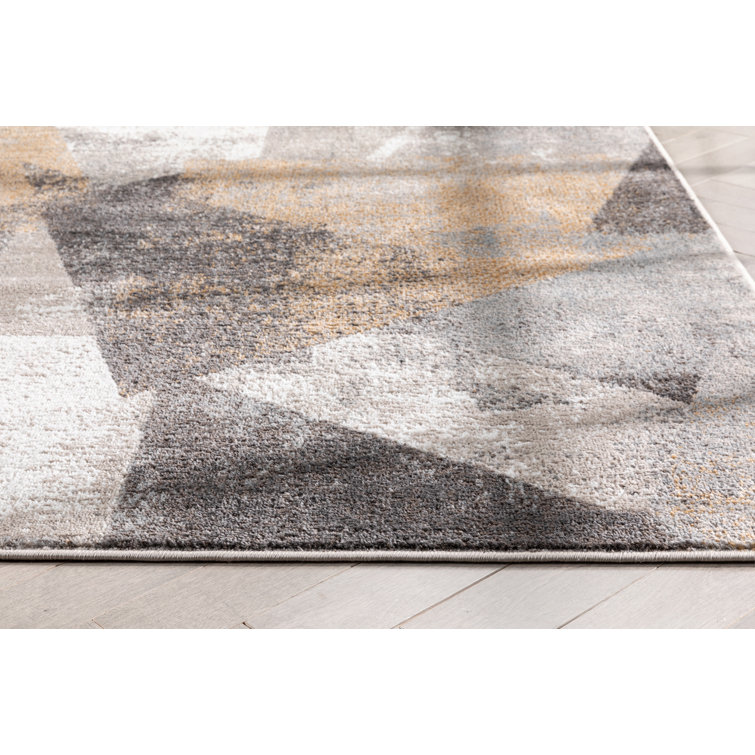 Gray and Rust Abstract Geometric 5' x 7' Synthetic Rug