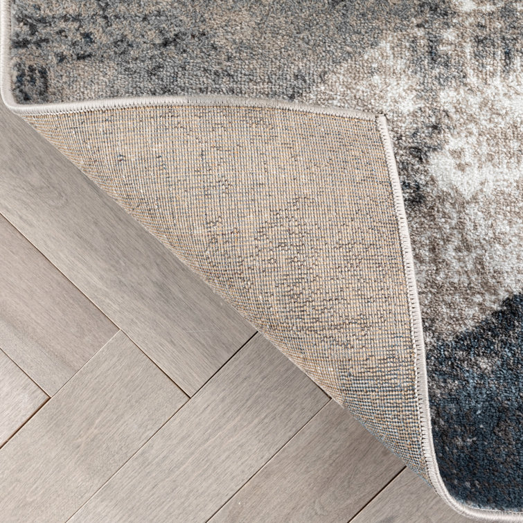 Reversible Gray Abstract Synthetic 8' x 10' Area Rug