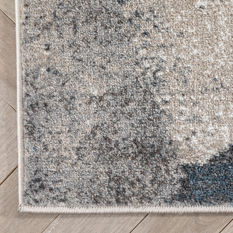 Reversible Gray Abstract Synthetic 8' x 10' Area Rug