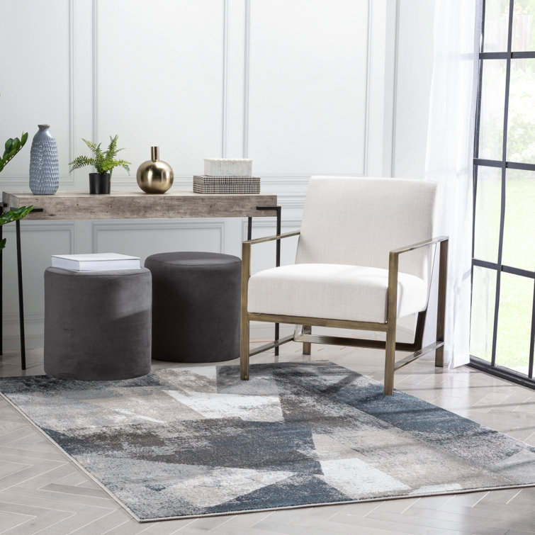 Reversible Gray Abstract Synthetic 8' x 10' Area Rug