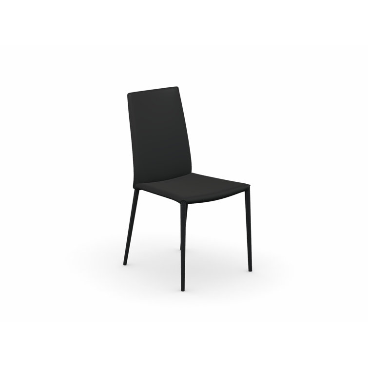 Matte Black High Back Leather Dining Chair