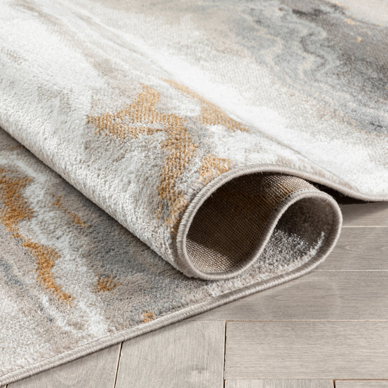 Verity Grey Rust Abstract 5' x 7' Synthetic Area Rug