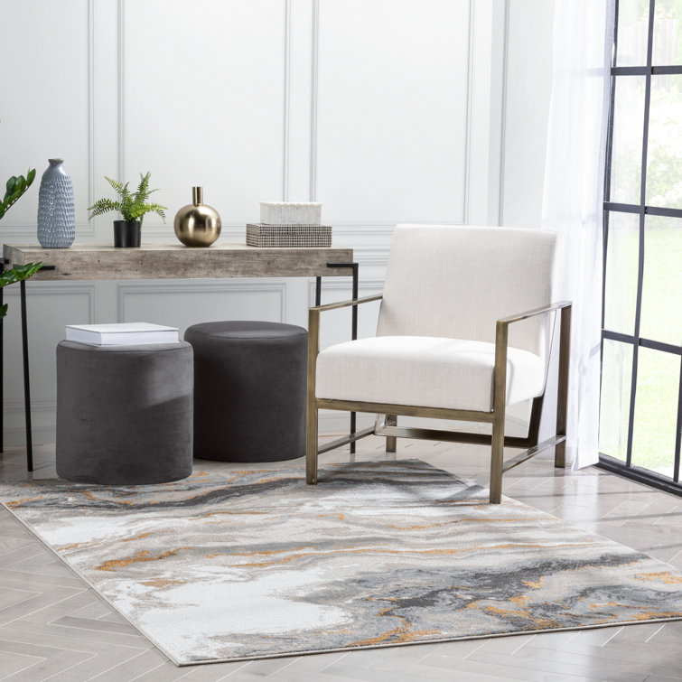 Verity Grey Rust Abstract 5' x 7' Synthetic Area Rug