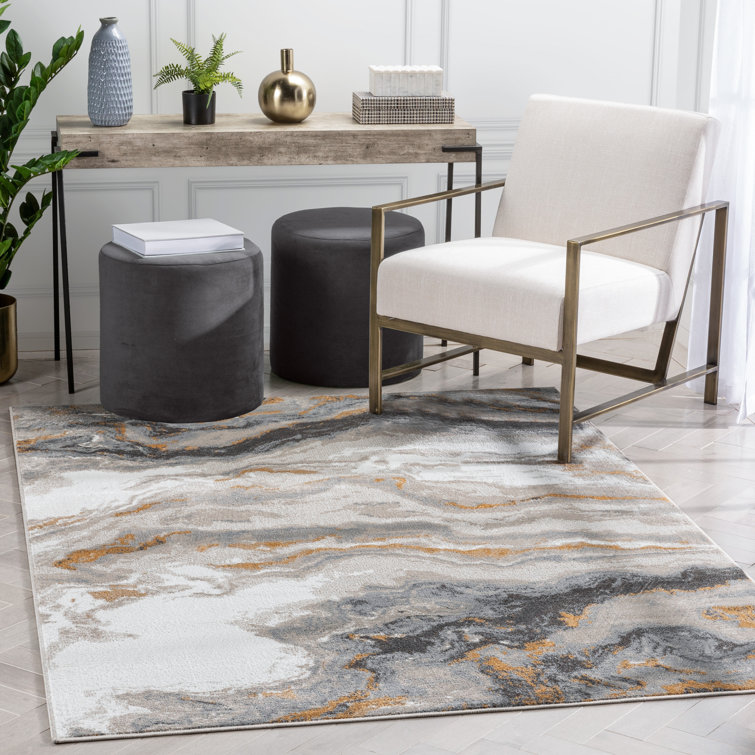 Verity Grey Rust Abstract 5' x 7' Synthetic Area Rug