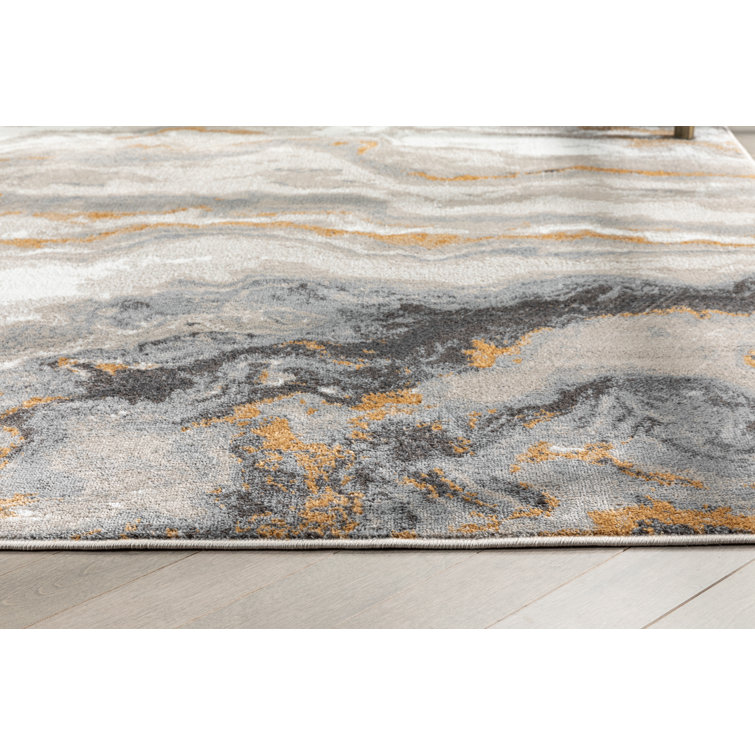 Verity Grey Rust Abstract 5' x 7' Synthetic Area Rug