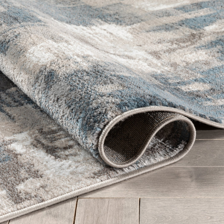 Verity Grey Blue Abstract 5' x 7' Synthetic Area Rug