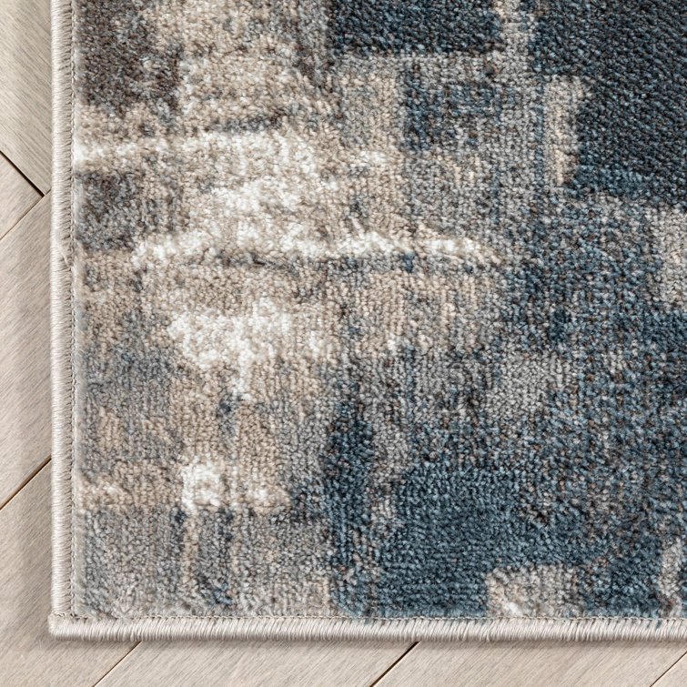 Verity Grey Blue Abstract 5' x 7' Synthetic Area Rug