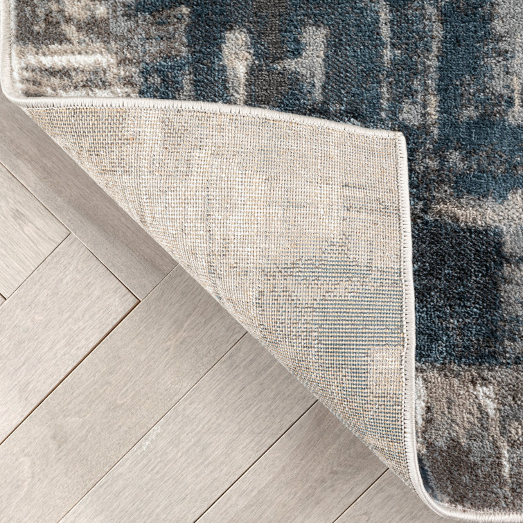 Verity Grey Blue Abstract 5' x 7' Synthetic Area Rug