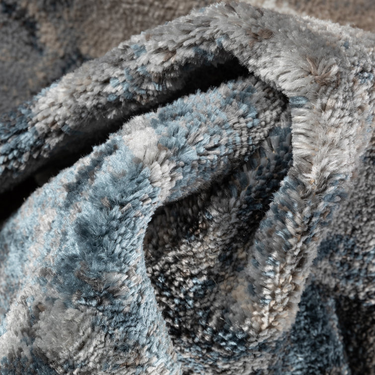 Verity Grey Blue Abstract 5' x 7' Synthetic Area Rug