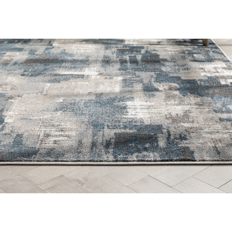 Verity Grey Blue Abstract 5' x 7' Synthetic Area Rug