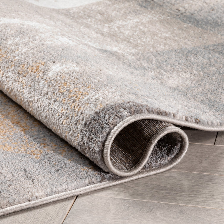 Gray and Rust Abstract Geometric 5' x 7' Synthetic Rug