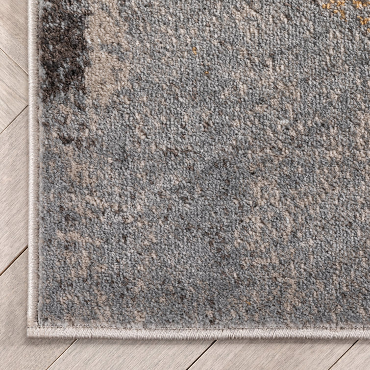 Gray and Rust Abstract Geometric 5' x 7' Synthetic Rug