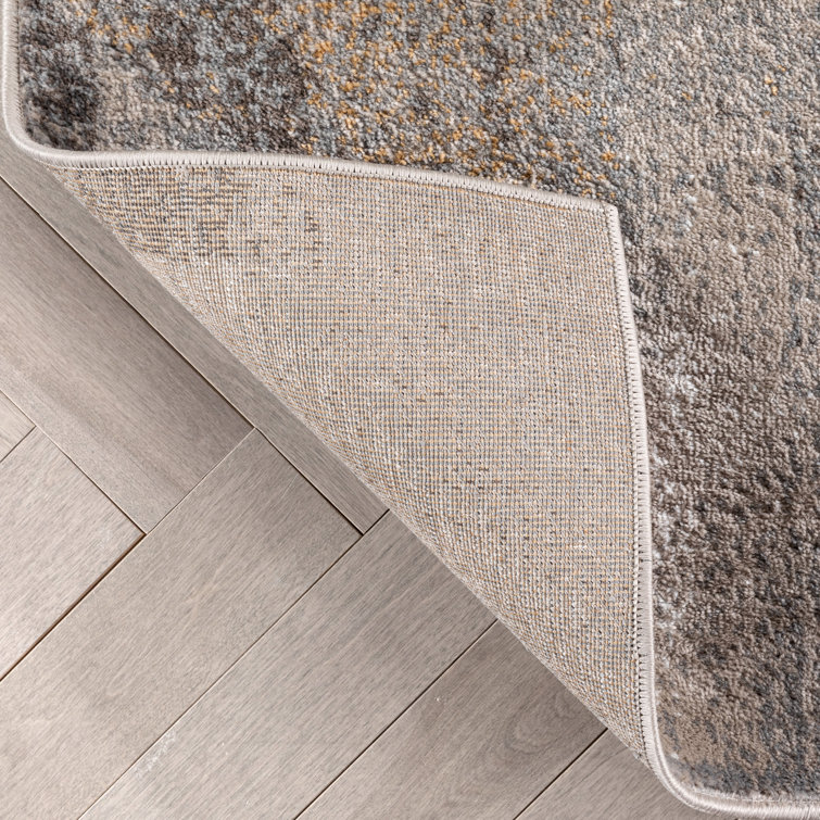 Gray and Rust Abstract Geometric 5' x 7' Synthetic Rug