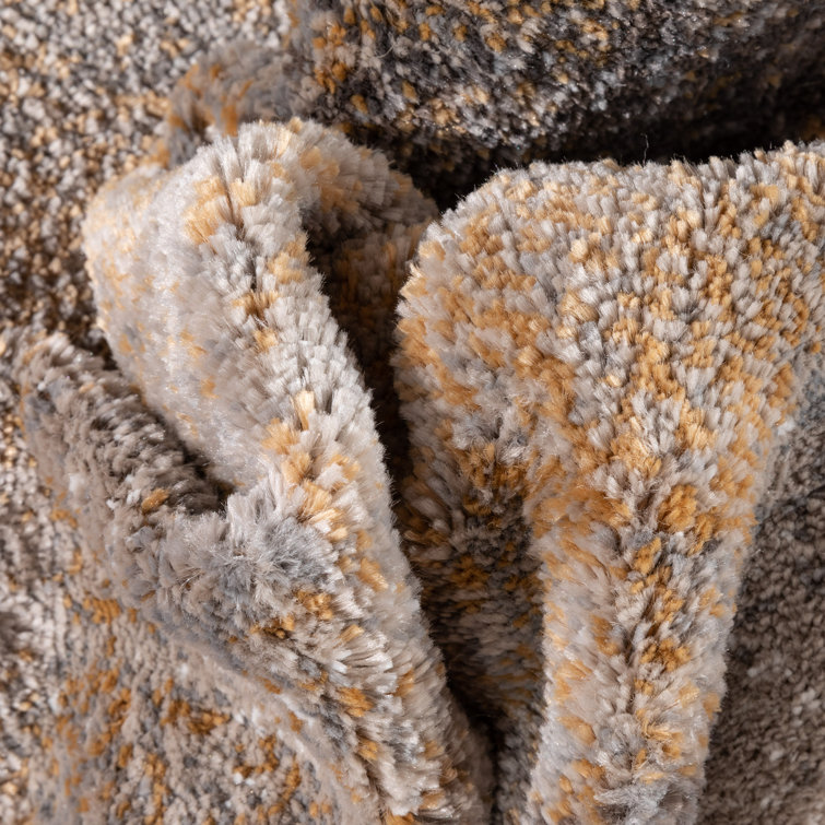Gray and Rust Abstract Geometric 5' x 7' Synthetic Rug