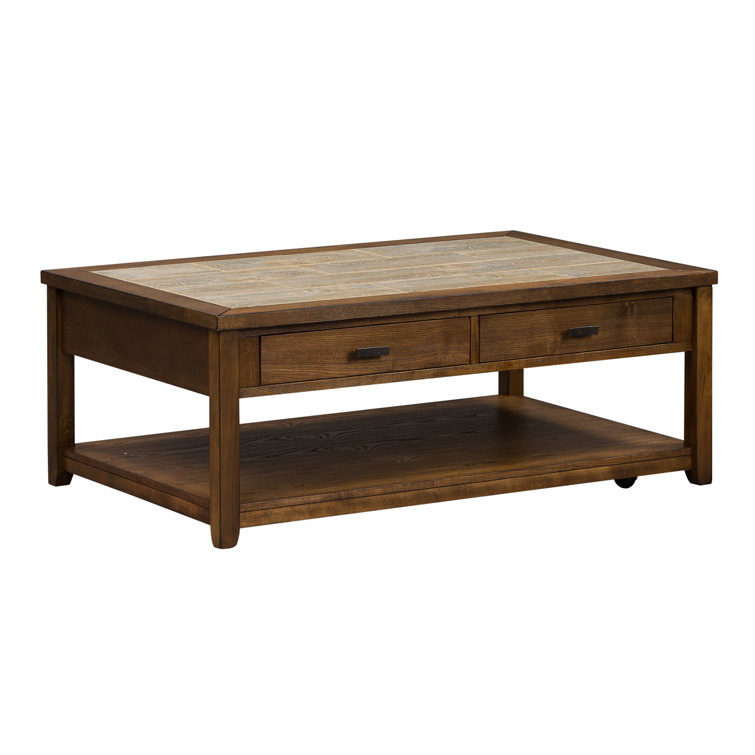 Rustic Brown Ceramic Tile Top 3-Piece Table Set