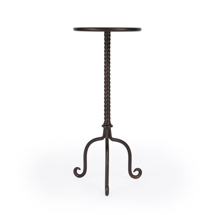 Alma Round Metal Pedestal Side Table in Metalworks Finish